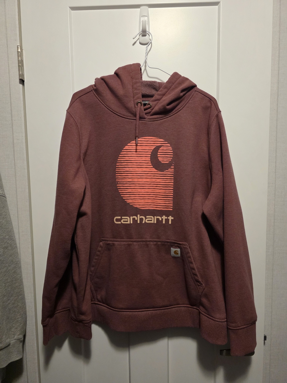 Carhartt Women's Mauve Crewneck Hoodie with Coral Logo